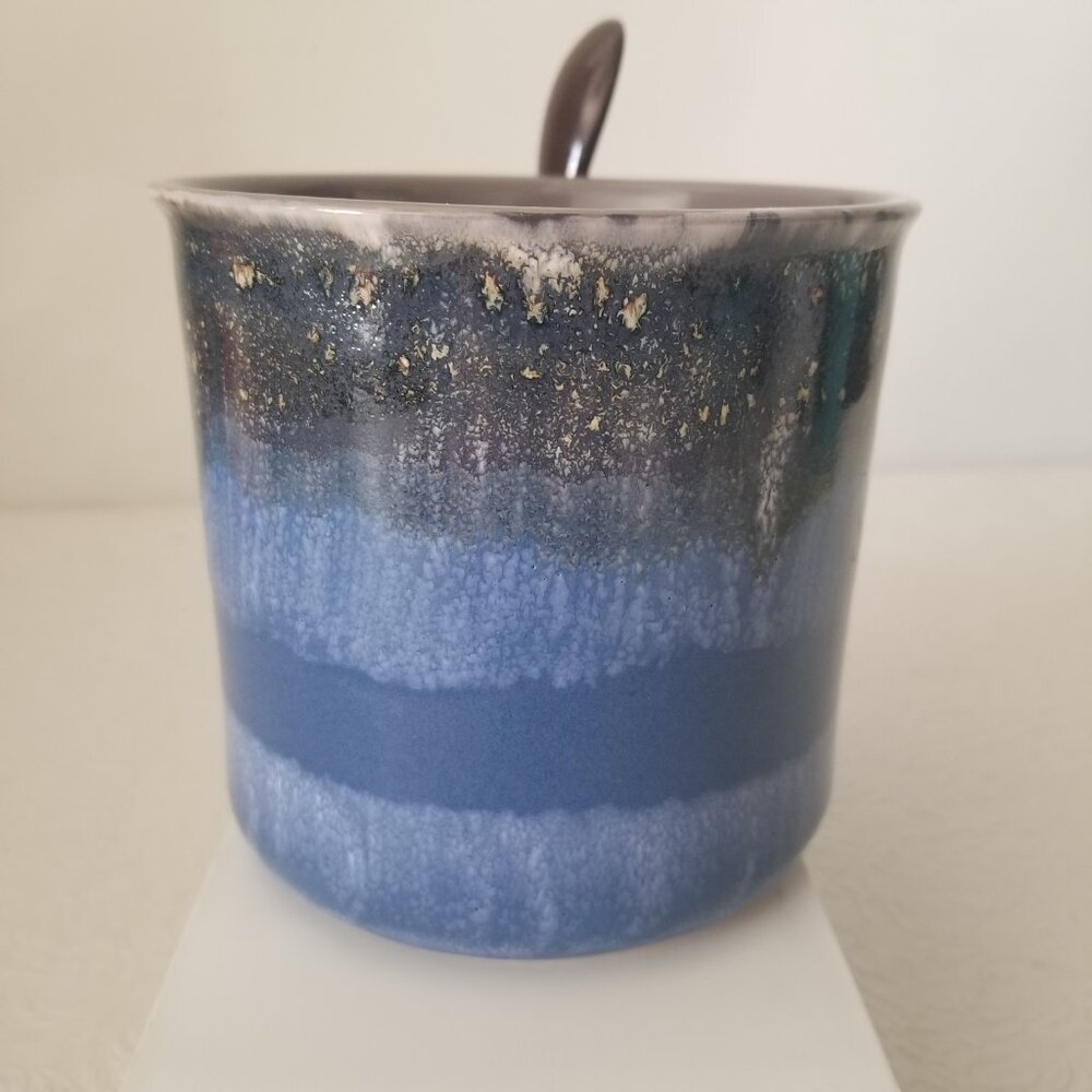 Large 16oz Blue Gray Ceramic Glazed San Diego Coffee Mug Cup with Spoon - Picture 4 of 14